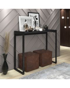 Aparador Industrial Isis Mesa Hall de Entrada Sala de Estar Decorativo Pés em Aço - Preto