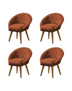 Kit 4 Poltronas Canastra Decorativa Para Recepção Estofado Linho Terracota Pés Palito