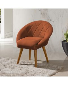 Poltrona Canastra Decorativa Para Recepção Estofado Linho Terracota Pés Palito